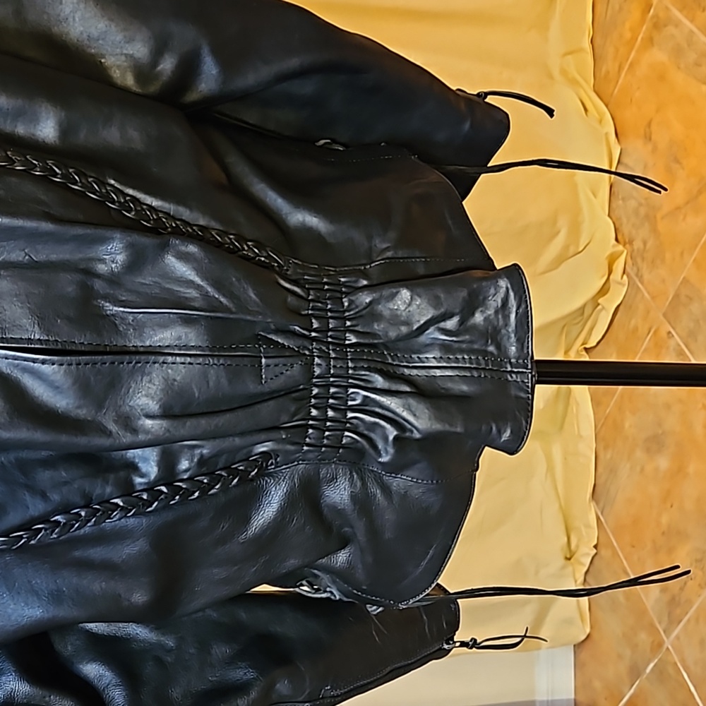 Vtg UNIK Leather Apparels Braided Motorcycle Riding Jacket Medium Pristine Cond - Picture 9 of 14